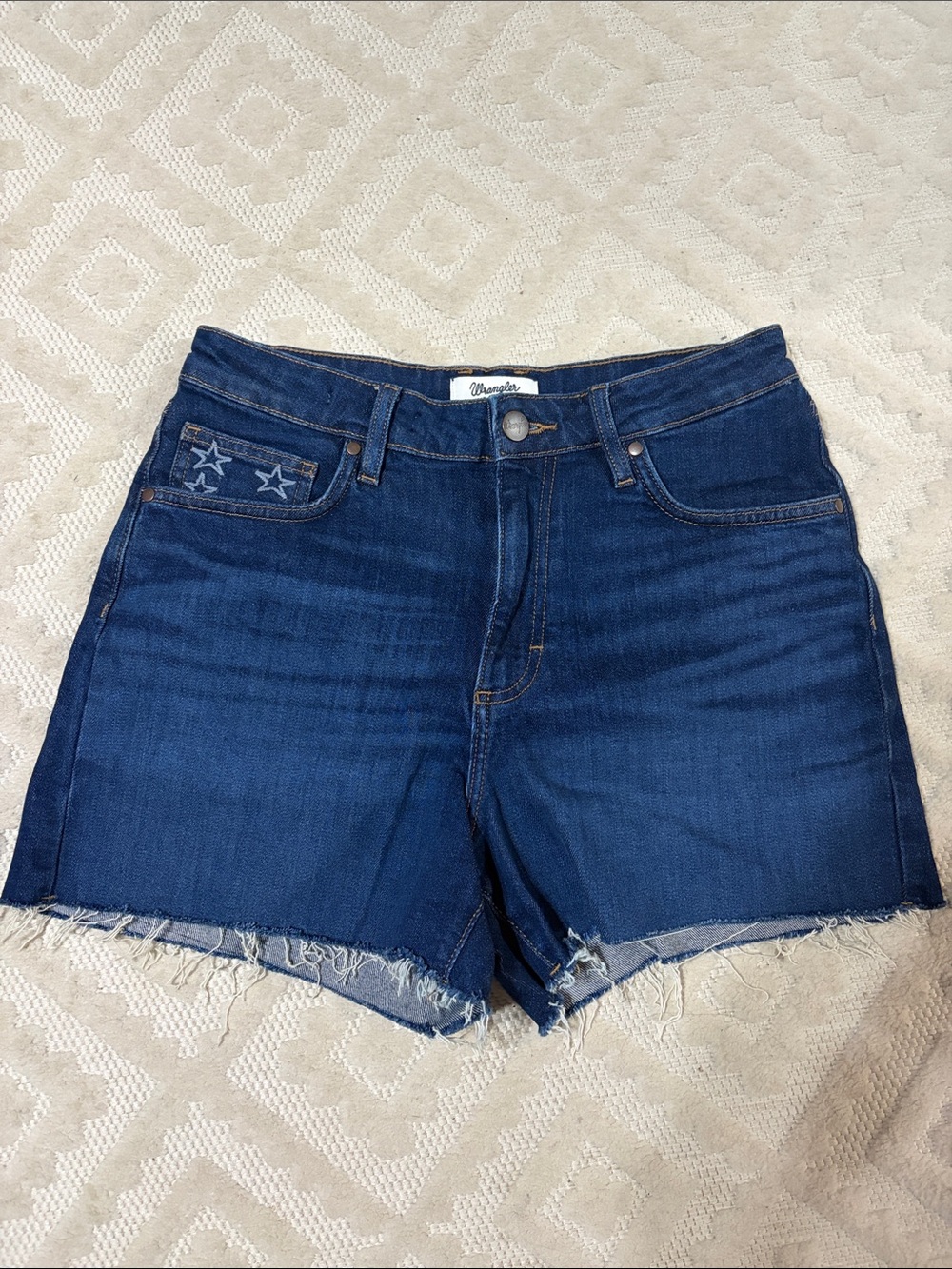 Wrangler Indigo Frayed-Hem Denim Cutoff Shorts
